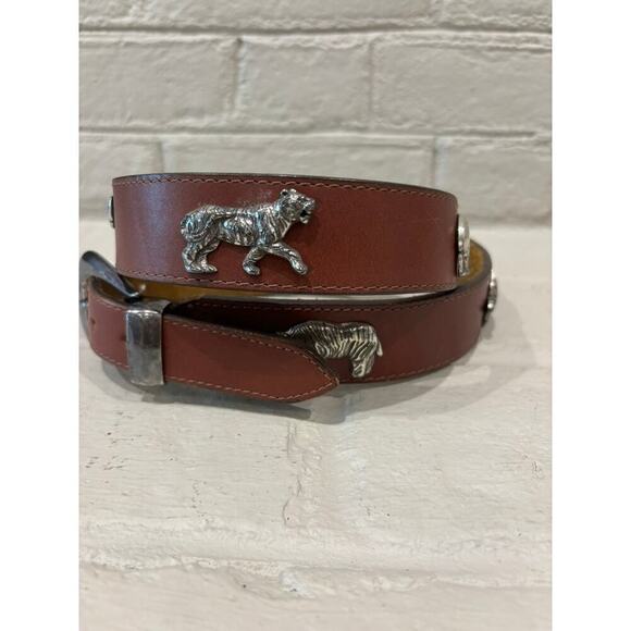 Honest Accessories - Honest Leather Concho Belt Rhino Turtle Zebra Elephant Whale Tiger Hippo Bear